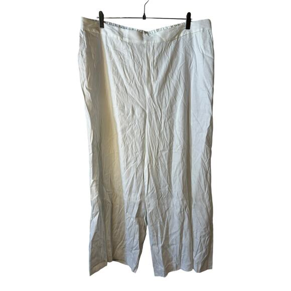 Nordstrom New Women's Linen Blend Pull On Wide Leg Pants White Plus Size 18 - Picture 1 of 9